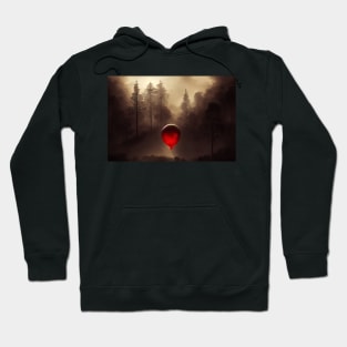 Hope goes out , Red balloon in foggy forest Hoodie